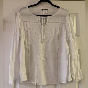 Bali White Women's Blouse with Tie Detail